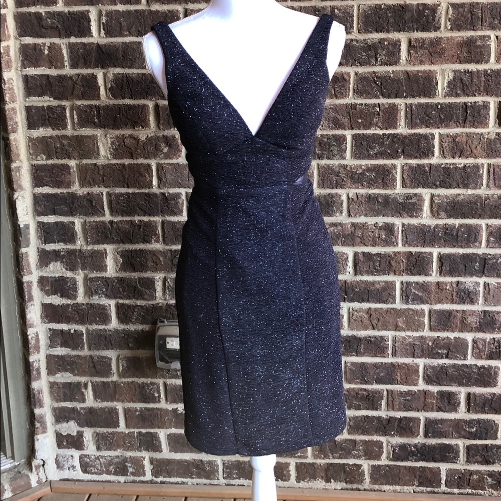 Betsy & Adam Sparkly Charcoal Gray Cocktail Dress